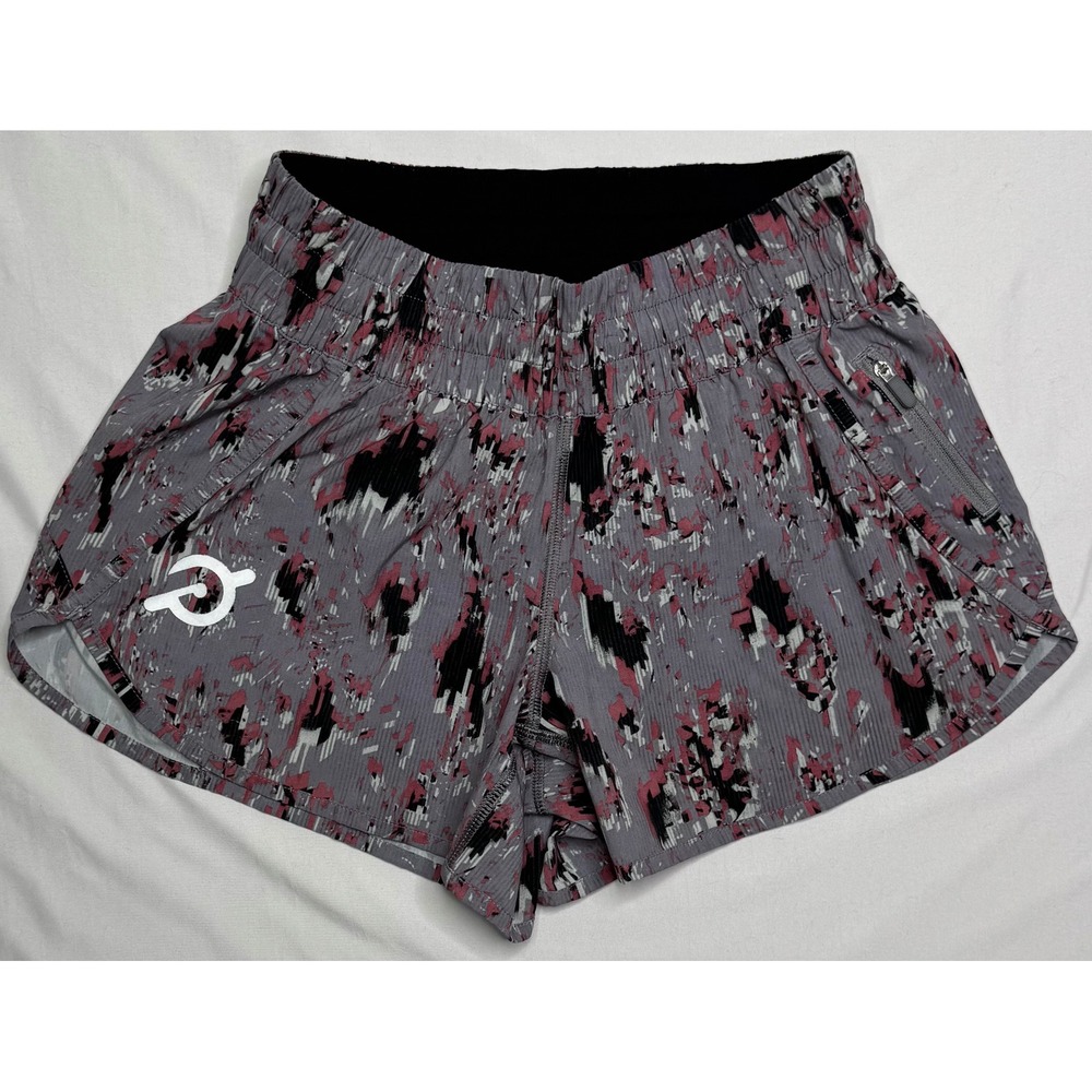 Lululemon Peloton Tracker Short V 4 Grey Pink Abstract Print Athletic Womens 6